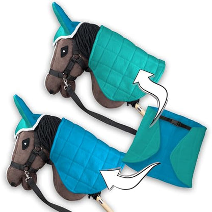SKIPPI Reversible Blanket and Fly Cover for Hobby Horse - Mint and Blue, Hobby Horse Accessories