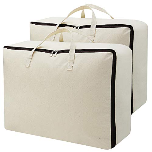 AMJ Set of 2, Storage Bags with 3-Side Zip Open & Handles, House Move or Winter Garment Storage in Wardrobe, Beige - color: Beige, 2PCS