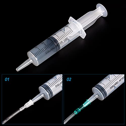 60ml/cc Syringes with Tube 40 Inch Handy Plastic Tubing and Adapter Tip - size: 60ML/CC