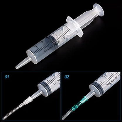 60ml/cc Syringes with Tube 40 Inch Handy Plastic Tubing and Adapter Tip - size: 60ML/CC