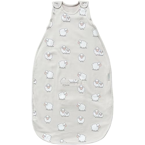 Woolino Merino Wool & Organic Cotton Baby Sleep Sack 2-24 Months – Ultimate 4-Season Baby Sleeping Bag, Universal Size Wearable Blanket, 2-Way Zipper & Adjustable Fit, Year-Round Use - Sheep - color: Sheep