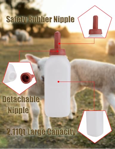 Calf Bottle and Nipples Snap on 2 Quart, Livestock Baby Feeding Bottle - size: 2L