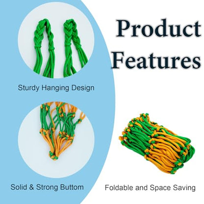 2PCS Slow Feed Hay Net for Horses, Heavy Duty Nylon Hanging Hay Bags, 40Inch Length with 2.36Inch Anti-Waste Hay Feeder for Goats Horses, Yellow Green
