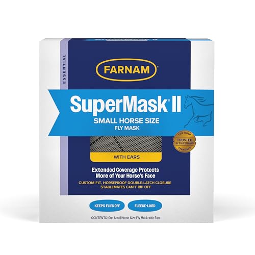 Farnam SuperMask II Horse Fly Mask with Ears, Small Size, Color May Vary