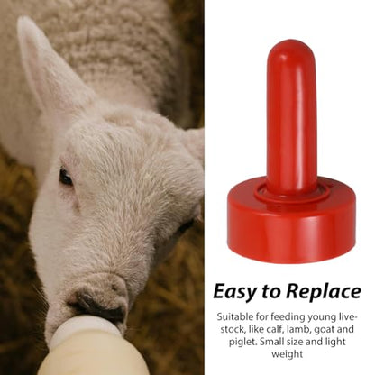 SUPVOX 5 Pcs Red Rubber Calf Milk Nipples: Food Grade Livestock Nursing Pacifier Pack - Thickened Wear Resistant Fake Teat Feeder Replacements for Goat Lamb Calf Cattle Bucket Bottle