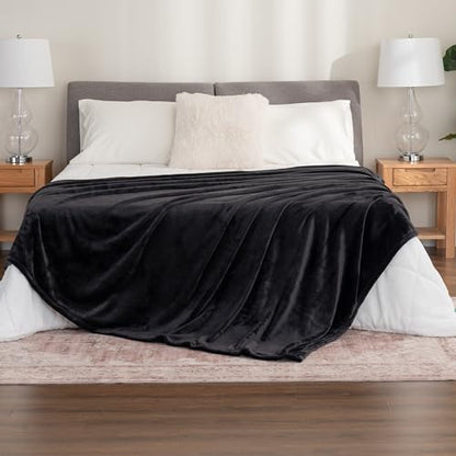 Berkshire Blanket Classic VelvetLoft® Solid Bed Blanket,Twin Size Bed Blanket,Lightweight Soft Fuzzy Plush Blanket for Bed and Couch,Black,60x92 Inches - color: Black, size: Twin/Twin XL