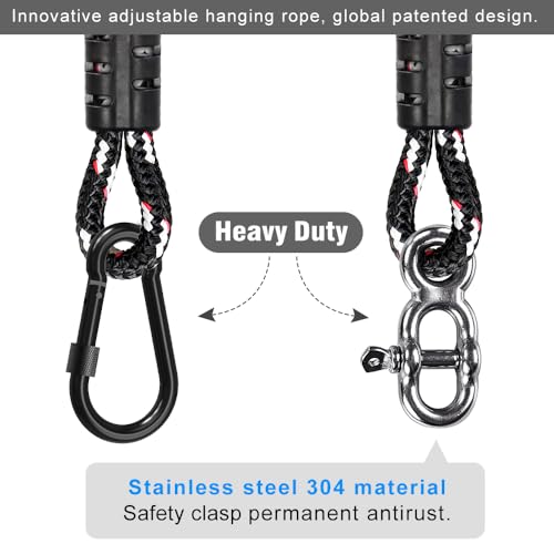 SELEWARE 10ft Tree Swing Rope, Adjustable Hammock Straps Hanging Kit - color: Black-2 Pack, size: 10ft