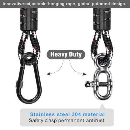 SELEWARE 10ft Tree Swing Rope, Adjustable Hammock Straps Hanging Kit - color: Black-2 Pack, size: 10ft
