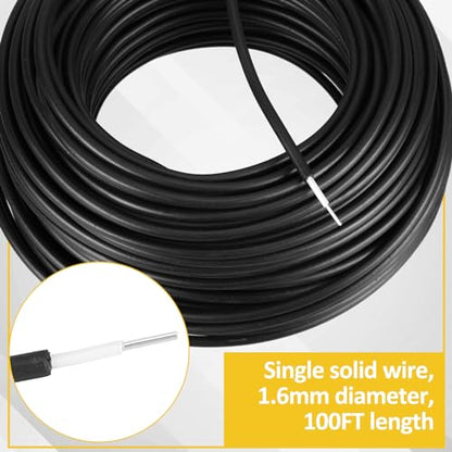 Kanayu Electric Fence Wire Double Insulated,Black,100 Ft, 14 Guage - size: 100 Ft, 14 Guage