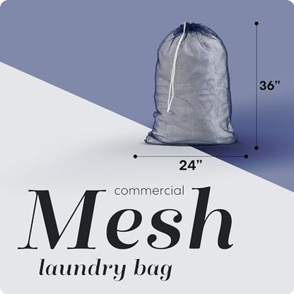 Handy Laundry Mesh XL Laundry Bag 24"x36", Heavy Duty Drawstring, Navy Blue - color: Navy