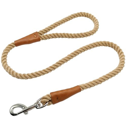 BTINESFUL 3/5/10ft Braided Rope Cotton Dog Leash for Large Medium Dogs - color: brown, size: 3 Foot (Pack of 1)