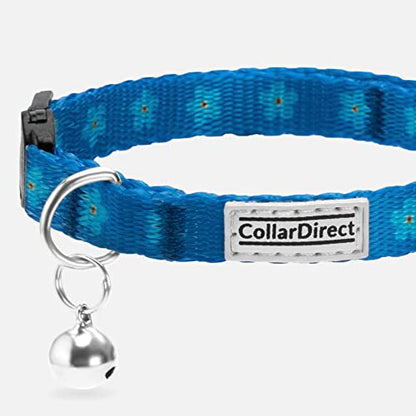 Floral Cat Collar 2-Pack, Breakaway with Bell - color: Black & Blue