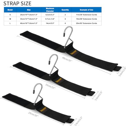 Trilancer Heavy Duty Storage Straps, Cord Organizer and Hanger (10-Pack) - size: 2S/4M/4L