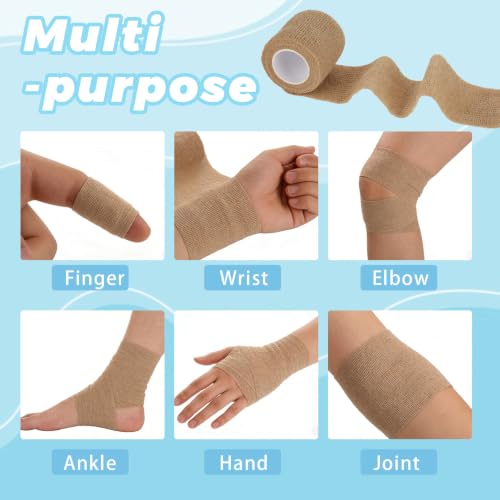 60 Pack Self Adhesive Bandage Wrap 2 Inch X 5 Yard – Nude | Elastic Cohesive Bandage Wrap, Vet Wrap for Dogs Horses, Wound Wrap for Injury First Aid Medical Sports Ankle Wrist