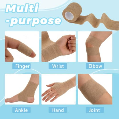 60 Pack Self Adhesive Bandage Wrap 2 Inch X 5 Yard – Nude | Elastic Cohesive Bandage Wrap, Vet Wrap for Dogs Horses, Wound Wrap for Injury First Aid Medical Sports Ankle Wrist