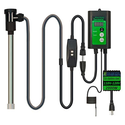 2000W Immersion Water Heater of Above Ground Pool & Baptismal Pool – Portable Fully Submersible Heater with Temp Control & GFCI for Hot Tub, Bucket, Spa, Inflatable Pool, Bucket& Bathtub etc
