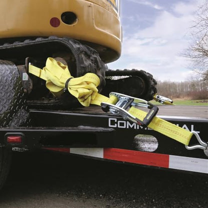 SMARTSTRAPS 27-Foot Premium Ratchet Strap (1 Pack), 10,000 lb Break Strength, 3,333 lb WLL – Heavy-Duty Commercial Tie-Down for Equipment, Tractors & Vehicle Transport, Yellow - size: 27' 10000 lb - 1 Pack