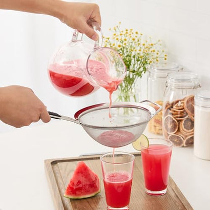 Restaurantware Fine Mesh Strainer 1 Count 14.4" x 7" x 2.9" with Silicone Handle Stainless Steel Extra Fine Mesh Strainer Heat-Resistant Handle Dishwasher-Safe for Rice, Quinoa, Pasta - size: Standard, Extra Fine Mesh-7"