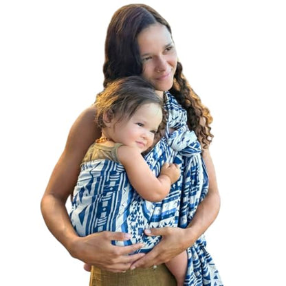 Organic Baby Ring Sling Carrier – Boho Hemp & Eucalyptus Wrap for Newborn to Toddler – Non-Toxic, ASTM-Certified, Ergonomic, Gift Box Included – Sapphire Dream - color: Sapphire Dream