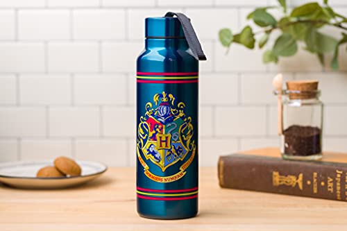 Silver Buffalo Harry Potter Hogwarts Stainless Steel Water bottle with Strap, 27-Ounces (Pack of 12) - color: Harry Potter, size: 27 Ounces (Pack of 12)