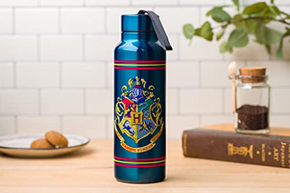 Silver Buffalo Harry Potter Hogwarts Stainless Steel Water bottle with Strap, 27-Ounces (Pack of 12) - color: Harry Potter, size: 27 Ounces (Pack of 12)