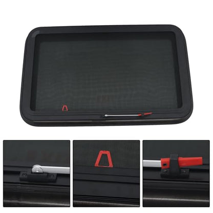 labwork 36W x 22H RV Exit Window with Detachable Screen and Mounting Frame for RV, Cargo, and Horse Trailer, DOT Certified