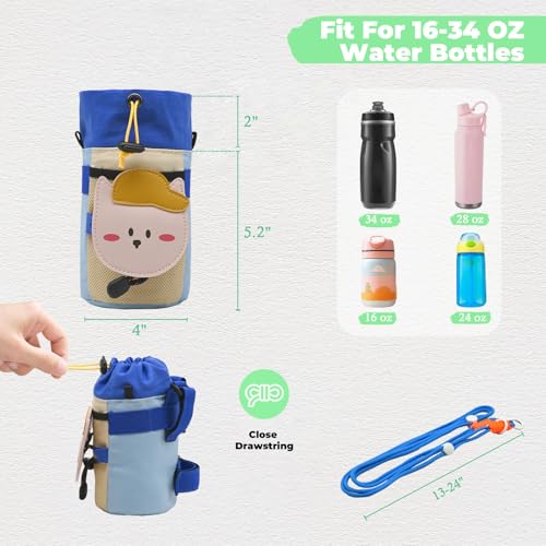 Cute Animals Bike Water Bottle Holder with Shoulder Straps, Universal Cycling Bicycle Drink Cup Cage for Kid's, Cruiser, Scooter, MTB, Road Bike (Puppy) - color: Puppy