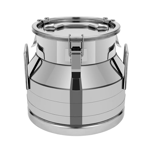 DYNAMI 3.2Gal Stainless Steel Milk Bucket With Sealing Lid and Carry Handle,Thickened Stainless Steel Milk Can Large Liquid Container Storage,for Milk,Wine, Oil Storage Transport (12L/3.2gal) - size: 12L/3.2gal
