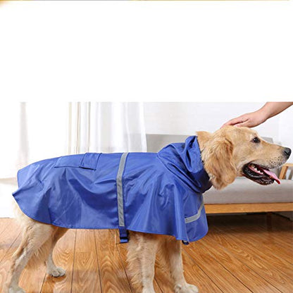 NACOCO Large Dog Raincoat Adjustable Pet Water Proof Clothes Lightweight Rain Jacket Poncho Hoodies with Strip Reflective (L, Blue) - color: Blue, size: Large (Pack of 1)