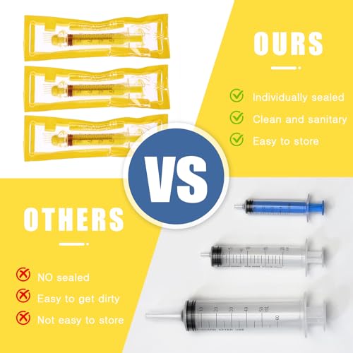 TrelaCo 20 Pack 10ml Oral Syringes with Cap Plastic No Needle, Yellow | Measuring Dispensing for Liquid Medication, Individually Sealed, Pet Feeding Lab Sample, Clear Graduated Markings,Halloween - size: Yellow