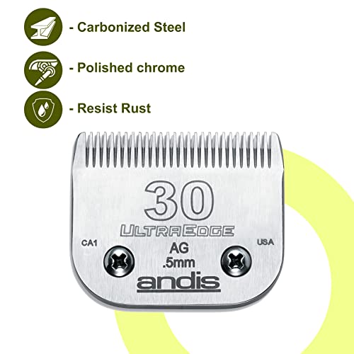 Andis 64075 UltraEdge Blade, Size 30, 1/50in, Chrome, for Larger Animals - style: 30 Blade (Pack of 1)