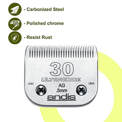 Andis 64075 UltraEdge Blade, Size 30, 1/50in, Chrome, for Larger Animals - style: 30 Blade (Pack of 1)
