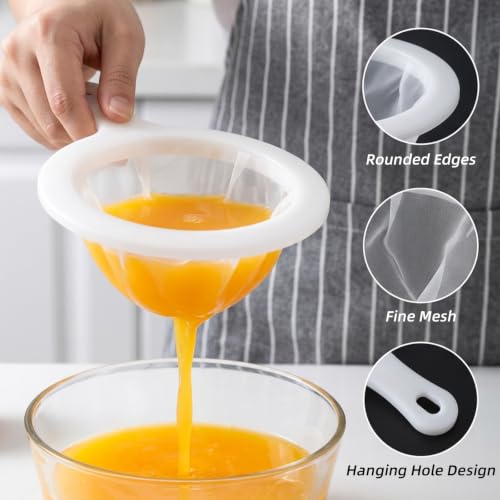 2Pcs Fine Nylon Mesh Strainer, 100/300 Fine Mesh Sieve with Handle