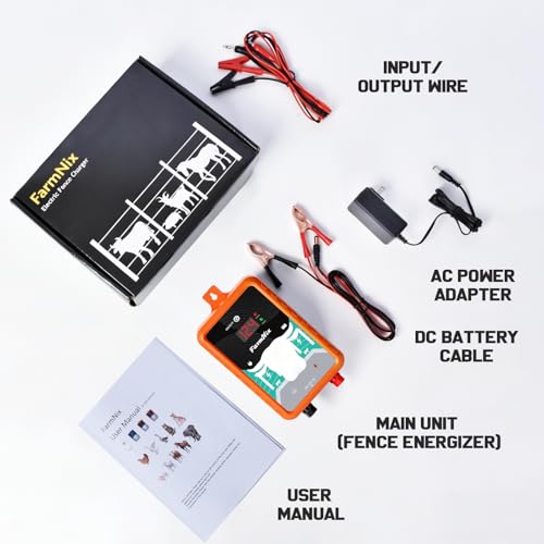 15 Miles Electric Fence Energizer, 4J Output 12KV High Voltage Pulse Charger, AC/DC Power with LED Indicator & ON/Off Switch, Electric Fence for Livestock Poultry Garden Wildlife Control