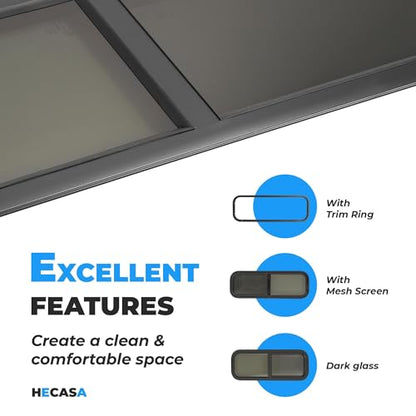 HECASA 12"W x 36"H RV Window Universal Vertical Sliding w/Screen & Trim | Ring Teardrop Replacement Trailer Camper Window Powder Coated - size: 36" W x 12" H