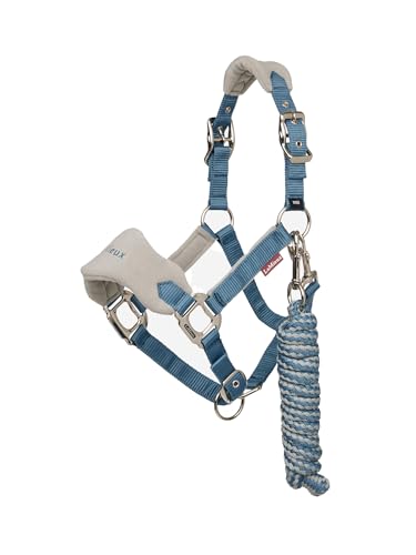 LeMieux Mini Vogue Halter & Leadrope - Perfect for Ponies - Adjustable at Curb and Poll - color: Ice Blue