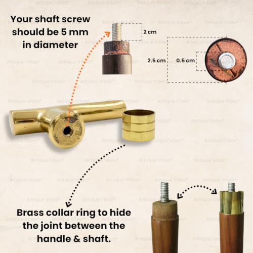 Walking Stick Handles Replacement with Brass Collar Ring Pet Handle for Wood Canes Costume Prop Casual Unisex Gift