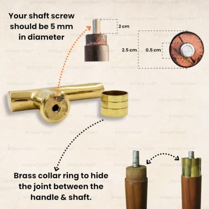 Walking Stick Handles Replacement with Brass Collar Ring Pet Handle for Wood Canes Costume Prop Casual Unisex Gift