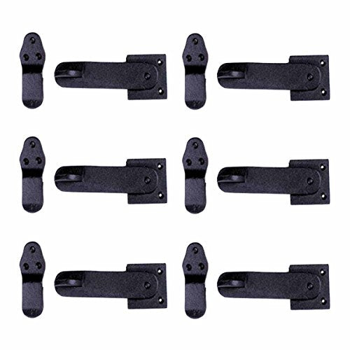 Renovators Supply Manufacturing Black Wrought Iron Flip Gate Latch 5.75 in Barn Cabin Door Lock with Hardware Pack of 6 - color: 5.75-inch Latch, size: Pack of 6