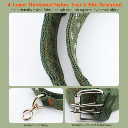 2 Pack 59 Inch Adjustable Cow Collar, Heavy-Duty 4-Layer Thickened Nylon Collar with 2-Row Metal Buckle for Cattle, Cow, Sheep, Goat, Horse, Camel, and Large Dogs, Farm Animal Neck Strap