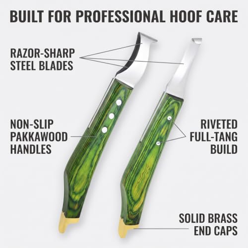 Premium Loop & Hoof Knife Set with Brass End, 9 Inch - color: Multi