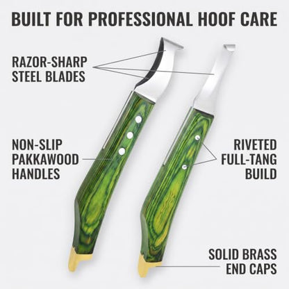 Premium Loop & Hoof Knife Set with Brass End, 9 Inch - color: Multi