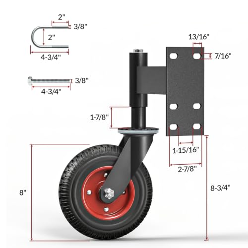 8 Inch Spring Loaded Gate Caster Wheel Heavy Duty Wood & Metal Pipe Gates