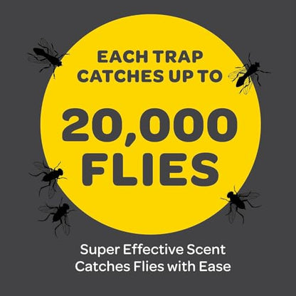 Outdoor Fly Trap [Set of 1] Fly Traps with Dissolvable Non-Toxic Bait - Fly Repellent for Outdoor Use Only - Controls Flies for Patios, Barns, Ranches Etc. Hanging Fly Traps with Tie Included - style: 1 Trap