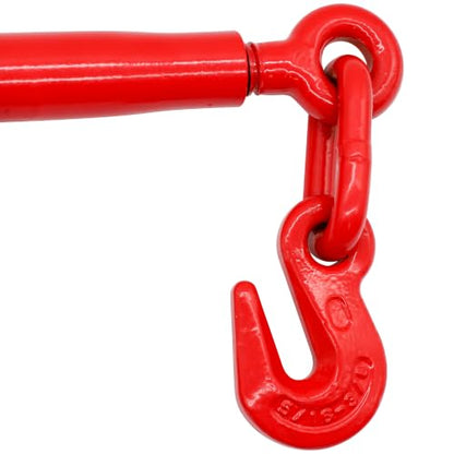 Ratchet Chain Binders 5/16" to 3/8" G70, 4 Pack Heavy Duty Load Binders with Grab Hooks, 5,400 lb Working Load Limit, Forged Steel Chain Binders for Flatbed Truck, Cargo Securement