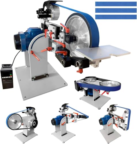 Belt Sander, 1500W Power with 2.2KW VFD, 72x2 inch Belt SizeKnife Sharpener, with 3 Grinding Moulds & 3PCS zirconia corundum sand beltsSanding Belts Compatible with 72"- 82 * 2" Belts