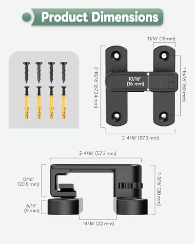 Adjustable Barn Door Locks, 90/180 Degree Gate Latch, Black - color: Black-1 Pc