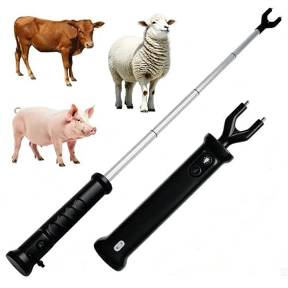 Cattle Prod Livestock w/LED Light Rechargeable Extend to 37" Black - color: Black
