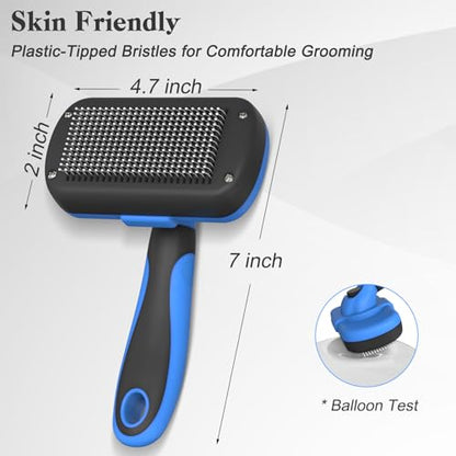 Swihauk Self Cleaning Slicker Brush - Skin Friendly Deshedding Grooming Tool for Dogs & Cats, Suitable for Shedding & Haired Pets, with Pet Supplies Accessories, Blue - color: Blue