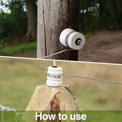Pangda 25 Pack Multi-Groove Wood Post Ceramic Insulator with Double-Headed Nails and Washers Ceramic Electric Fence Insulator for Wooden Post Electrical Wire Ground Fencing Agricultural Supplies